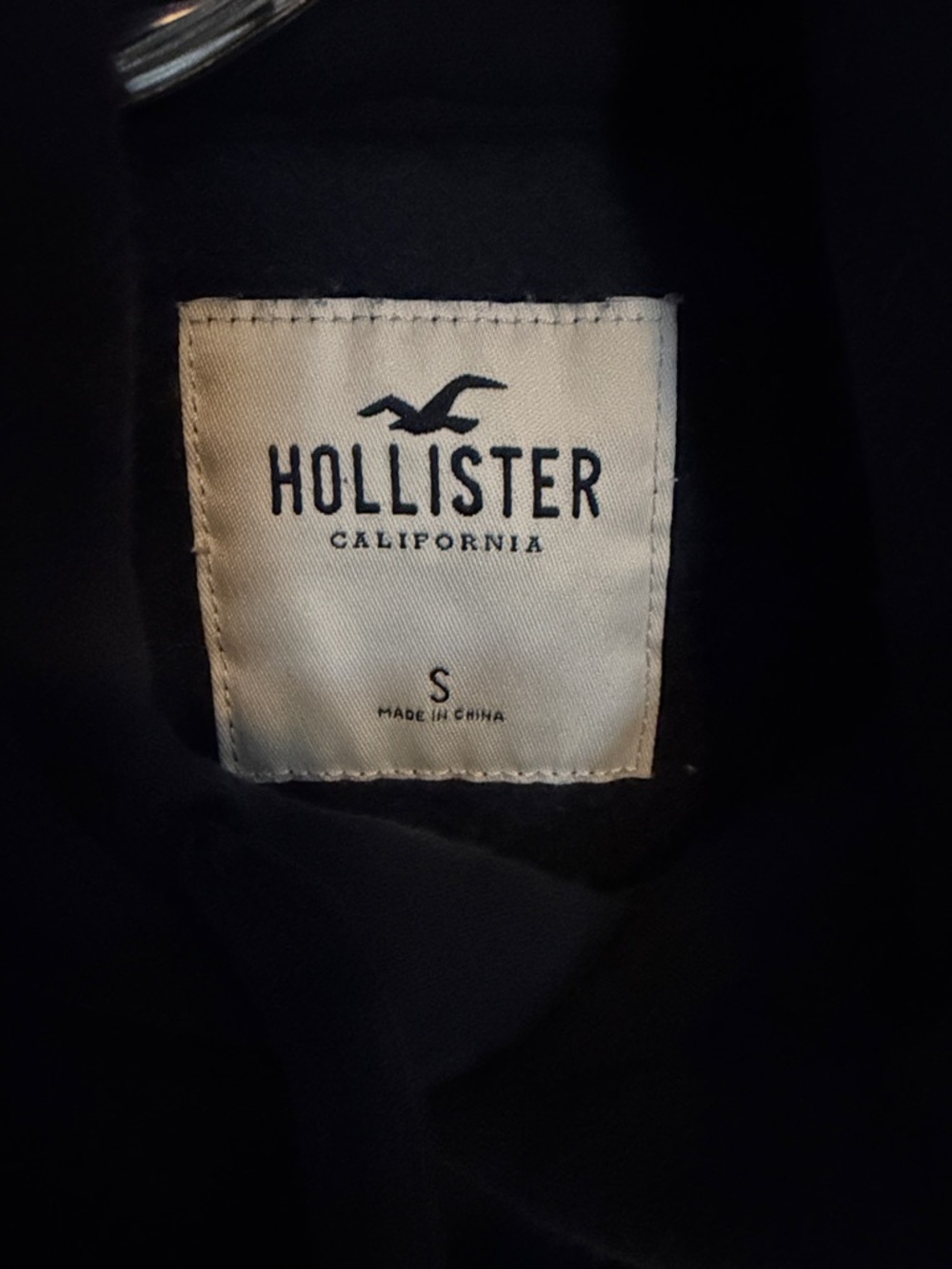 Hollister Navy, Beige & White Pullover Hoodie - Like New - Picture 3 of 4